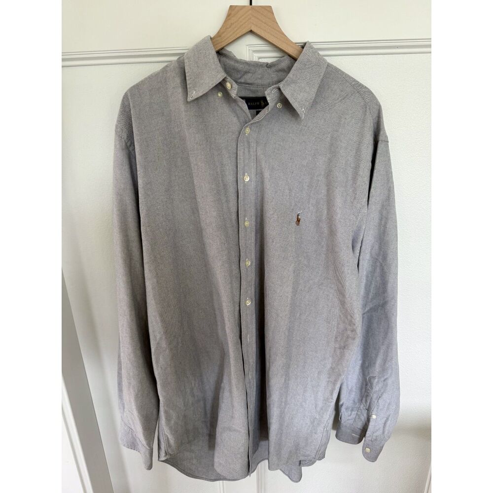 Polo Ralph Lauren Mens XL Classic Fit Gray Oxford Button Down Shirt Pony